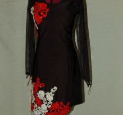 Black Latin with Red/White Rose Lace