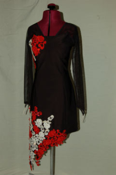 Black Latin with Red/White Rose Lace