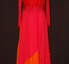 Red/Orange Beaded Fringe Ballroom Dress