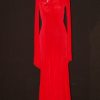 Red Smooth Dress/Stoned Collar