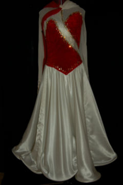 White and Red Velvet Ballroom Dress