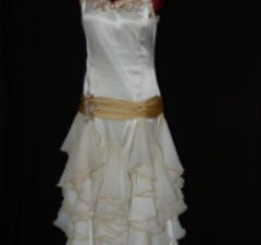 White and Gold Ballroom Dress