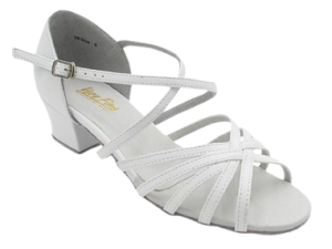 Girls Latin Sandal - Tan Satin/White Leather